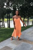 Loved this dress. The color is vibrant and gorgeous. I usually order an XS in dresses from Lulus but that was sold out and the S still worked. It's long though, I wore 4 in heels with it. Hey - Sarah S.