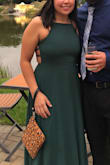 This dress is so elegant. If you are worried about tummy control, this dress does it! A great waist design/cut. It is a little hard to get into but you just have to make sure you loosen the straps first and have someone to help you fix them up after it's on. The dress is very flattering, don't mind my terrible posture. And it's comfortable! I usually have to wear a bra but with this dress I didn't even need one which was great because of the open back. - Nicole P.