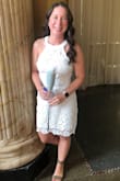 I bought this for my nursing school pinning and for my rehearsal dinner and I LOVED it. Only down side was even when I crossed the straps of my bra in the back they were still visible, but I had no problem going bra less! I would 100% buy this in another color! It was so cute with flat sandals and heels! - Elizabeth M.