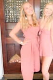 I love this jumpsuit! I've worn it multiple times. I originally ordered an S which was huge on me but the XS fit a lot better.  The only downsides I had to get the top half altered because the top was way too loose on me. The straps were falling off my shoulders in an XS!  However from the waist down fit perfectly. If you are smaller up top I would definitely recommend going down a size otherwise you'll need to get it altered (which in the end isn't the worse thing either). Totally would recommend this jumpsuit though! - Janine A.