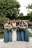 I love this dress! We wore them for our sister's wedding, and we all looked AMAZING! Unfortunately, there was a small stain on my dress when I opened it, but I didn't have time to return or exchange it before the wedding... It unfortunately showed up in pictures (I am 2nd from the left, it's a small square about knee-high), but we all looked great anyway! It was so comfortable, and even after all the dancing, I never had to worry about it moving or falling down, or anything showing that shouldn't be showing. Such a great dress! - Jill S.