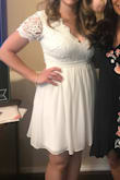 Loved this for a bridal shower. It was a little shorter than I was expecting, but just because I'm a bit taller. Overall fitted in the waist but very cute and comfortable dress. - Taylor E.
