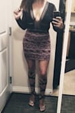 According to the size chart, I was right between M and L. Due to the "very stretchy material," I opted for the M and it fits very well. I think a L would have been too loose. I get a lot of compliments in it and it feels very sexy on. - Laci K.