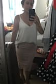 Love this skirt. It's exactly what I was looking for I would recommend this to everyone. I love the shape of it the high waist and the material is great. - Patricia S.