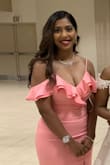 This dress really hugged my body and shows everything under so you need a really good shape wear. I loved the frills on the shoulder and chest. - Nayab P.