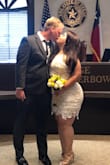 I ordered an XL size.
Fits perfectly, I really loved my dress....
The lace is so beautiful... the only thing is it doesn't have too much stretch but fits perfectly.... everybody at the courthouse loved my dress so I recommend a 100% this dress. - Melissa T.