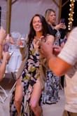 The material is super soft and light. It shows off all the curves and it really flattering. I wore this to a wedding and received so many compliments! Comfortable enough to dance the night away. It's easily my favorite jumpsuit and always makes me feel like a rockstar. - Janet S.