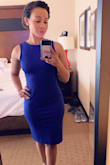 Loved this dress in blue and got many compliments. Dress runs a tad large- I have a small waist and ordered a medium and found it a little loose in that area, but fit great everywhere else. - Kayla H.