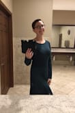 I love everything about this dress: the length, how it hugs your curves, the color, the long sleeves! I wore it to a wedding and got so many compliments. The material isn't super heavy, but is still heavy enough for a fall wedding. It's my new favorite dress. - Kathryn P.