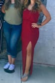 This dress fits in all the write places and shows my curves. The straps adjust for shorter gals and isn't too long for petite ladies either. All around amazing dress - Brianna H.