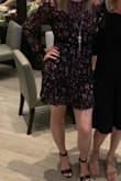 I'm 6' and slim but I took a risk and ordered large instead of my usual medium. The risk turned out well! Dress fit great for my birthday. A little on the shorter end for a tall gal but perfectly acceptable with the long sleeves. Great little dress! - Fiona B.
