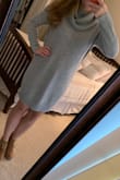 I ordered this to wear for my engagement photos and I couldn't be happier. It is super comfortable, soft, and flattering. I ordered the same one in the navy color, however, the navy was a different fabric and left me with very little shape. The navy color was also a bit itchy. The grey color hugged all the right places to give me enough shape; however, was not too tight. I also think the length is perfect. - Emily S.