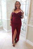Wore this to a wedding and received many compliments! I'm a little bit heavier and the wrap style helped me feel comfortable with my stomach! Only downfall for me was the neck line was a bit low and if I moved a certain way my whole boob would pop out, so I just put a single stitch in the middle to hold it together. - Olivia S.