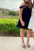 Fabric flowed beautifully, scalloped edge around neckline was beautiful. Wore regular black bra (thin straps) and didn't feel as though front gaped too much at all. Great length. No adjustments required at all. Really loved wearing this dress. - Sarah P.
