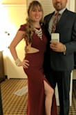 This dress was perfect for a formal holiday party. It was a bit long, even with heels, so I had to have it altered a bit so I wasn't tripping on it while dancing. Very sexy with the keyhole openings and side slit. - Julie R.