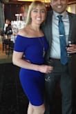 Wore this for a spring wedding in northern Cali. Beautiful color, very form-fitting, love the off-the-shoulder look. - Julie R.