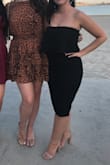 Bought this dress for my best friends rehearsal dinner! It was a little snug but loved the way it looked on my body. I feel that if I had sized up it would of looked baggy. - Marisa G.