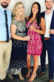 This dress was very pretty for the wedding I wore it to. I received many compliments on it! The thick lace-like material made it slightly tight in some places, especially while sitting, but overall it was a fairly comfortable dress! - Samantha F.
