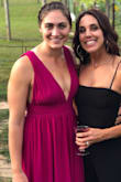 I wore this to a wedding this summer. The slit is sexy but not too much. I have a smaller breasts so the plunging neckline was not an issue for me. Love the flowyness of the material. I was comfortable all night! - Bekah M.