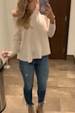 Very cute and causal. A little big but that's the style of it. It's very light weight which is perfect for our Florida winters. - Emily G.
