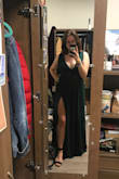 I wasn't sure if I should get the dress but I am SO glad I did. The green is much darker in person so it's a nice forest green, not a more fluorescent algae like in the online pictures. I'm Irish, so I'm pretty pale and my hair is a little reddish but it doesn't make me look like a leprechaun! I think the green suits all coloring. The material feels really nice and it swishes in a very satisfying way. I'm 5'5 so it's a little too long for me but heels make it work. I'm a 38 C so I will say if your boobs are any smaller you will probably have to get the top adjusted as it's just barely small enough for mine. As for the general fit, I read other reviews and got a medium and it fits me perfectly, but I'm 155lb and usually a size 8-10, sometimes even 12, so if you're like a size 6 it might be a little loose? My advice would just be to keep in mind tailoring cost. Overall, I love this dress and am extremely happy with my purchase! - Mariah F.