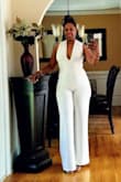 I love the way this jumpsuit fits I have troubled finding pants long enough and was worried about the length. No need to worry, the length was just right. I got so many compliments on this jumpsuit, I had to have a second one. - Melanie A.
