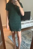 I wore this to a teammates outdoor wedding in september and it was PERFECT! I am 5'11 and I will say I tested it out before wearing it because it is short, but the overlay detail made it long enough! Such a pretty color and will 100% recommend to all! My friend is actually borrowing it for a wedding next weekend!! - Liz D.