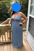 This color is beautiful, and the fit is perfect! The length was perfect for my height. I'm going to wear it for one of my bridal showers. It looks a little funky in the back right now, but once I get it dry cleaned or steam it, I believe it will lay better and fix that issue. - Lizzie K.