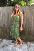 I love the pattern & style of this midi-dress. Although next time I will order XS - I made the Small size work by cinching with belt. Perfect transitional dress into fall. @copperbeautylifestyle - Bethany R.