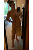 Reading the reviews was really helpful with sizing. I tend to fall between a M and L, mostly because of my bust. After reading reviews about having extra room in the chest I ordered a M and I'm so happy I did because it fit snug in my waist and hips and my chest wasn't busting out! I am wearing this for engagement photos in the fall, but I'm sure I'll find an occasion to wear before that. My son said "Mom, you look soooooo pretty" when I tried it on. I felt it, too! - Emily H.