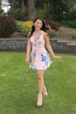 I'm between a small and medium and got the small. Other than being a little short, it fit perfectly! The medium would've been too wide on me. Very pretty for spring/summer! - Jordan L.