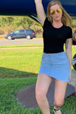 The best jean skirt I have ever had. It ordered a small and was worried it was going to be to small but it fit perfectly. The skirt is a stretchy material which is great because you can actually breath in it! It is also the perfect length- not to short but not to long. It hugged me in all the right places. I would order one in ever color! - Alexandra S.