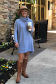 I wire this dress while visiting several wineries and it was perfect. I received so many compliments, even my husband noticed how many people were commenting on the dress. It's very soft with the perfect material to keep you warm without you overheating on a Fall day. I probably could've sized down to XS but the small world out just fine. - Jennifer W.