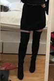 I'm very short (4'11), so I wasn't sure how these would look on me... turns out they were just a bit longer than I was wanting. They're cute if you have the length of legs to go with them! Unfortunately, I don't, so I sent them back. The sizing is true to size though- I'm normally a 5.5, and the foot part fit perfectly. - Kaitlin L.