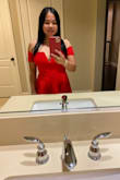 I got it at sale price. I have medium in pink, small in red. I think size S fits me well. material is thick enough, not too tight around chest or waist. In the pic, I do not wear bra. With this dress style, I can only wear nude bra - Annie D.