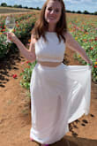 Wore this for my bachelorette weekend and it was perfect! The top has bra straps that are adjustable so it was easy to make fit right, and the skirt fits at your hips so it's very flattering. Loved it! It's pretty long even with heels but not a problem- wouldn't change it! - Hannah G.