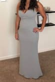 Beautiful dress! Simple but elegant! The fabric is very forgiving, and easy to have tailored if you need it (I had the length and straps shortened). Neckline is deep if you have large bust but very flattering. I didn't need a bra which was a huge plus! I wore it to a wedding and got lots of compliments! Wore it with Lulus Taylor heels. - Raira A.