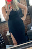 I was very nervous about wearing this dress. I'm not a thin person, but I am a fit person. It hugs from top to bottom. I wore this to a reception and apparently a show stopper! People asked who the tall smoking blonde was! For a girl with low self esteem- it felt amazing! Very comfortable dress and highly recommend! - Tia R.