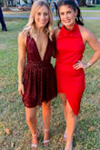 Dress was very flattering & fitting in all the right places. Top of dress was tight enough that I was never exposed. My only complaint was that there wasn't a hook above the zipper. Without the hook, the zipper just kept wanting to go down & this was frustrating. Otherwise, loved the dress! - Amanda W.