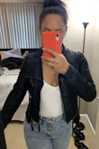 This is an awesome jacket - it's beautiful, high quality, and super soft. The only thing is it definitely runs small, my arms are a little more muscle-y and it's very tight around them, I have limited movement. Unfortunately the large is sold out so I'll hold onto the medium and hopefully the arms stretch a little. But definitely buy this if you're considering! Just size up one or two depending on your body type. I typically would have ordered a small so I thought the medium would have been good. - Brittney R.