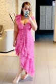 I love this dress! I hunted for ages to find something boho-glam for a wedding I was attending in San Diego. I did not want anything too formal and I'm short, so I struggle with maxi dresses. The length on this was perfect for me to wear with heels or flat sandals and the details on the dress set it apart. The one thing I will say is that I'm chesty and this shows a LOT of cleavage. I needed to use some tape and pin it in the front to get it to wrap the way I wanted, but once I did that, it was perfect! I would love if this style was offered in solid colors or different fabrics! - Christina A.