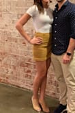 Skirt fits a little short but I am on the taller side and finding skirts that fit me is difficult. Overall, I did really like it and wore it to a going away party. It also looks really cute with a black sweater and booties in the fall. :) - Carmen C.