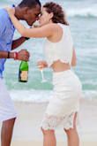 This dress was absolutely perfect, flattering, beautiful. I wore for beach engagement photos.
The issue is that I have larger hips/butt so it was hard to get up over my hips, but once up and zipped it was a good fit. A longer zipper or slightly higher slit may have helped it better. - Jessica T.