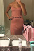 Love this Maxi Dress. I did order a size up and medium fit me perfect. I also love the fact that the straps are adjustable. I've worn this at a bridal shower and a Sunday brunch. Living in Florida, I would not recommend this in really hot weather because the material is heavy and you will definitely sweat through! It is a beautiful day time dress :) - Carmen C.