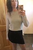 I went with a medium instead of a small because I didn't want something skin tight and I'm glad I did, it's perfect! Just a little bit of room. I'm sort of in between a small and medium generally, more often a small, so if you want something snug go with your regular size; prob sizing up will still fit great. This is super soft and I love it. - Sarah F.