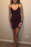 This dress is so beautiful and has great stretch to it. I purchased this for my daughter for her homecoming dress she is a freshman in high school. The color is gorgeous the fit was amazing she was able to wear a strapless bra with this dress. Throughout the evening the only thing I would say is it rode up a tad bit but nothing a little shimmy pulling down could take care of. Definitely worth it! We purchased a small btw. - Melly B.