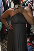 I wanted to love this dress. Let me say the fabric feels like a hug from an old friend and the color was perfect for my best friend's bohemian wedding (I'm MOH). The gorgeous one-shoulder neckline is why she picked it.

But I have large breasts (38D), and the fabric was slightly see through and it was basically a hammock for my boobs. Very stretchy pieces of fabric over the breasts, no support, and looked terrible no matter how the straps  were placed. It was very distracting and I couldn't bear standing next to my beautiful friend with my boobs (and nips) on such display. 

PLUS with every step my boobs just bounced. And bounced.
You can wear a low back bra with it but the bra material shows through the thin fabric and looks even worse. This dress is definitely best for people with small breasts that probably haven't had children :)
Sadly sent it back, but chose another Lulus dress. - Deidre C.