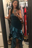 I wish all these reviews that seem to have just popped up were there when I went to purchase to save me the hassle of ordering and sending it right back the same day. I bought for my cousin's wedding next week (waited a little last minute to get a dress), it's a darker teal in pictures on the model and came very wrinkled and not fitted. I got an XS and am 117 pounds. I wanted to love this so bad but it was an epic fail. If I was going to an 80's themed party and it was less expensive different story maybe I would have worn but to a wedding no. It is also really heavy like another reviewer said, good quality I guess weight wise but came sooo wrinkled. - Jennifer G.