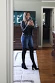 This is my first ever OTK boots & I couldn't be happier. I struggled shopping in stores because my legs were too skinny & I just gave up. I saw these beautiful boots & decided to just go for it, no regrets.
I am a size 7 but ordered a 7 1/2 & they fit perfect & are quite comfortable. - Kathleen J.