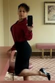 Got to wear my pencil skirt today and I loved it. It fit nice and it is very stretchy. I'm working on losing 12 more lbs but I'm sure it'll still fit nicely. - Amy P.